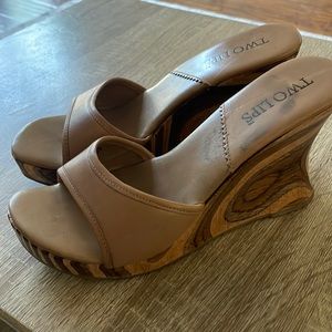Vintage wooden platform wedges